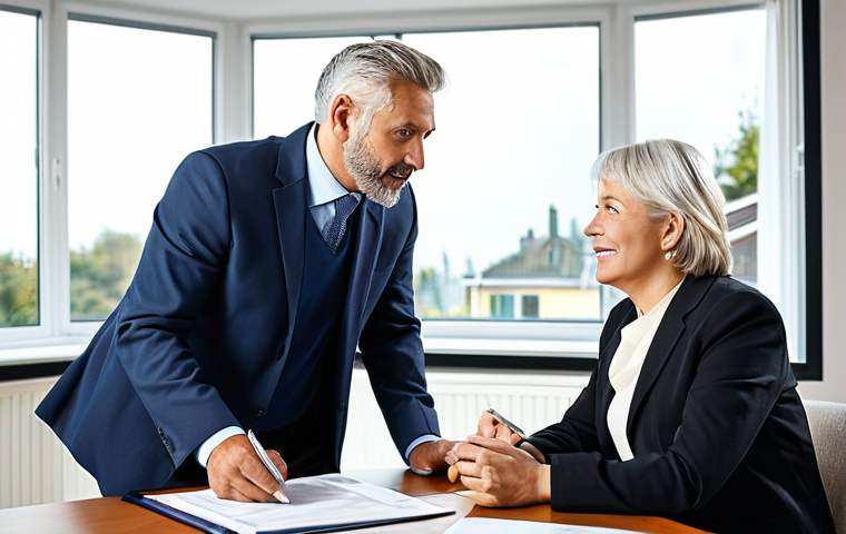 Financial Planning Meeting**

"A professional financial consultant in modest business attire, advising a mature couple in their home office, reviewing investment portfolios and financial planning documents, fully clothed, appropriate content, safe for work, professional, perfect anatomy, natural proportions, family-friendly, well-lit photography."

**