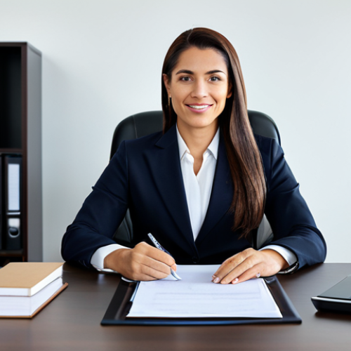 Home 6 **
A professional financial advisor, fully clothed in a modest business suit, sitting at a clean desk with organized materials. The background shows a modern office setting with soft lighting. Focus on the advisor’s calm and confident expression. Perfect anatomy, correct proportions, well-formed hands, natural pose. Safe for work, appropriate content, professional, family-friendly.
**